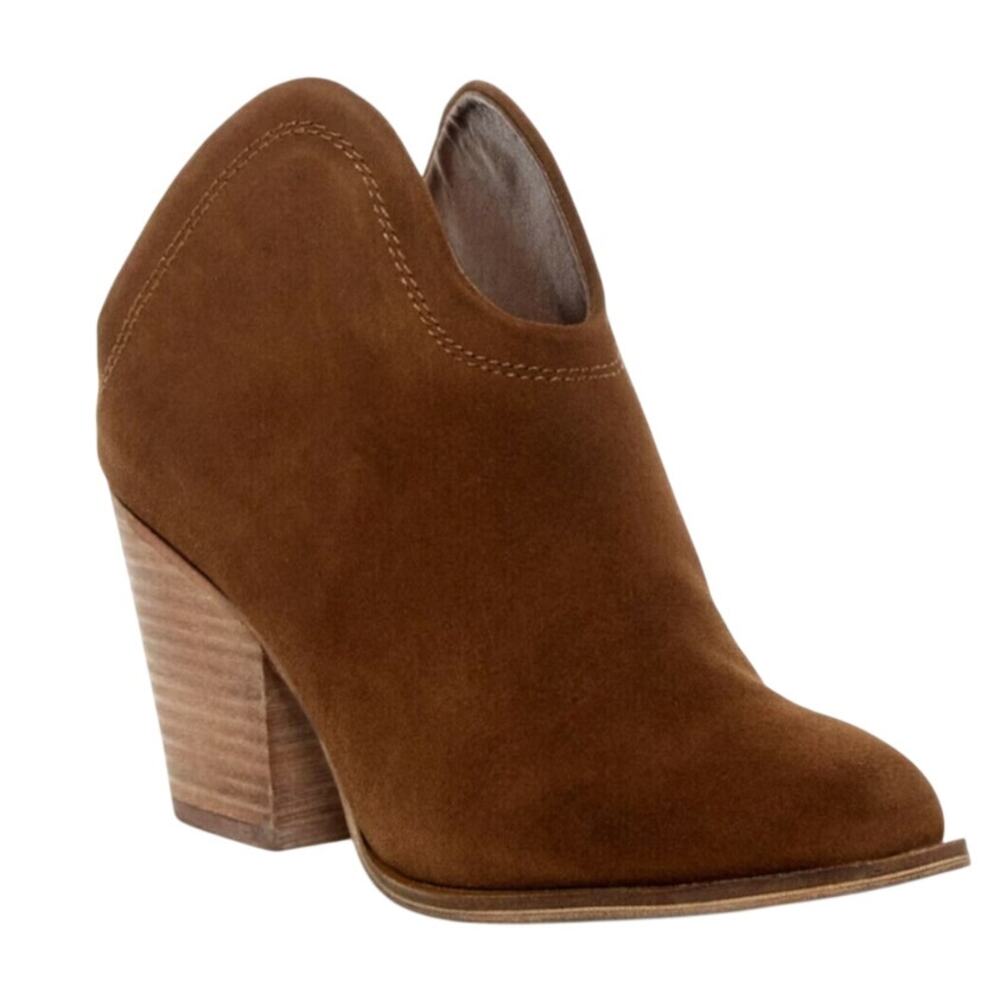 Chinese Laundry Kelso Suede Mule Booties Size 9 Tan Pointed Toe Block Heel